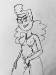  1girl 1girl 1girl biting_lip breasts_out_of_clothes cartoon_network herfeffine_heferfefer looking_at_viewer one-piece_swimsuit puffy_hair sketch the_grim_adventures_of_billy_and_mandy tjlive5 