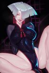  1girl a.k.i._(street_fighter) breasts capcom clothed evil_grin evil_smile qt0ri qtori red_eyes silver_hair smile street_fighter street_fighter_6 thighs twitter 