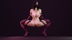 1girl 1girl 3d black_hair blender breasts desess3intes female_focus gloves high_heels innie_pussy mask mileena mortal_kombat mortal_kombat_(2011) nude presenting presenting_pussy pussy solo_female spread_legs squatting