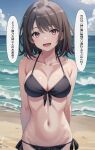  alluring beach bikini black_hair blue_sky breasts cleavage lightmako ocean purple_eyes silf yahari_ore_no_seishun_lovecome_wa_machigatteiru. yukinoshita_haruno 