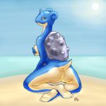 beach breasts butt female hindpaw lapras mature nintendo nude paws pinup pokémon pokemon pose sea seaside shell side_boob sideboob smile solo sunny surf video_games water yellowpower