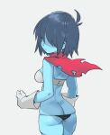  1girl 2d 2d_(artwork) ass ass_crack blue_body blue_skin deltarune digital_media_(artwork) female female_human female_kris_(deltarune) female_only gloves hair_over_eyes human human_only kris_(dark_world_form) kris_(deltarune) panties pixiv revealing_clothes short_hair solo solo_female solo_human ss_komu undertale_(series) video_game_character video_games 