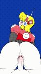  1boy 1girl alia_(rockman) blonde_hair blush capcom cowgirl_position gif hnsundown naughty_face penis rockman_x 