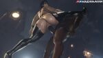  1boy 1girl ass_slap axenanim bayonetta bayonetta_(character) big_black_cock big_breasts black_hair bouncing_ass bouncing_breasts bubble_butt dark-skinned_male green_eyes interracial moaning spread_legs standing_sex thick_thighs vaginal_penetration wet_body 