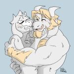 1boy 1girl 2016 after_sex anthro anthro_on_anthro anthro_only asgore_dreemurr asgoriel beard blonde blonde_hair blue_background blush boss_monster breasts caprine couple cum cum_on_breasts cum_on_face dilf duly_noted duo facial facial_hair female furry furry_only goat goat_boy goat_girl hair happy horn horns husband_and_wife intraspecies kissing long_ears male male/female mammal milf monster monster_boy monster_girl simple_background smile solid_color_background straight toriel undertale undertale_(series) video_games