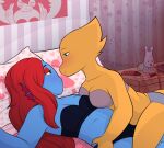 2010s 2018 2_girls 2d 2d_(artwork) alphyne alphys alphys_(undertale) alternate_version_available anthro anthro_on_anthro anthro_only bed bedroom black_bra black_panties black_underwear blue_body blue_skin breasts canon_couple digital_media_(artwork) dinosaur dinosaur_girl duo echoheartx elegantfolly female female/female female_anthro female_only fish fish_girl grey_panties indoors lesbian lizard lizard_girl monster monster_girl non-mammal_breasts on_bed purple_bra red_hair reptile reptile_girl scalie undertale undertale_(series) underwear underwear_only undyne unphys video_game_character video_games yellow_body yellow_skin yuri