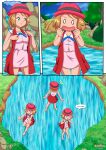 a_hot_break_on_the_forest_(comic) bbmbbf comic creatures_(company) game_freak humans_of_pokemon light-skinned_female nintendo palcomix pokemon_(anime) pokemon_(game) pokemon_xy pokepornlive porkyman river serena_(pokemon)