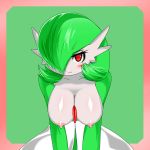 big_breasts chest_jewel creatures_(company) game_freak gardevoir gen_3_pokemon green_hair hair_over_one_eye nintendo pokemon pokemon_(anime) pokemon_(creature) pokemon_(game) pokemon_(species) porkyman red_eyes simight