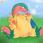 archeops avian blush fangs female looking_at_viewer mutsurf nude open_mouth outside plump_labia pokemon pokã©mon pussy sitting solo source_request spread_legs spreading