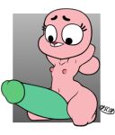  anais_watterson between_legs big_nipples dildo eyelashes green_dildo hands_behind_head hips large_dildo nipples on_knees puffy_nipples small_breasts syscod the_amazing_world_of_gumball 