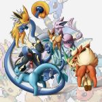 dragonair eevee espeon flareon glaceon jolteon leafeon nintendo pokemon shiroisora umbreon vaporeon