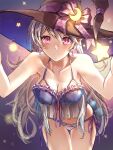  1girl absurd_res alluring alternate_costume big_breasts blush bra breasts clear_glass_(mildmild1311) cleavage corrin_(fire_emblem) corrin_(fire_emblem)_(female) female_only fire_emblem fire_emblem_fates fire_emblem_heroes hair_between_eyes hair_ornament hairband halloween halloween_costume hat high_res long_hair looking_at_viewer nintendo panties pointy_ears red_eyes simple_background smile underwear white_hair white_panties witch witch_hat 