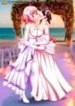  2_girls adult adult_version aged_up anya_forger anya_forger_(spyxfamily) bbmbbf beach becky_blackbell becky_blackbell_(spyxfamily) blush blushing brown_eyes brown_hair female female/female female_focus female_only flower flower_in_hair full_grown green_eyes green_hair grown_up lesbian_couple lesbian_kiss lesbian_wedding older older_female older_version palcomix palcomix*vip palcomix_vip pietro&#039;s_secret_club pink_hair spy_x_family wedding wedding_band wedding_dress wedding_in_beach wedding_in_the_beach wedding_kiss wedding_lingerie wedding_veil yuri 