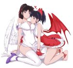  2_girls alluring angel angel_and_devil angel_wings cosplay cousins devil devil_and_angel devil_horns devil_tail fang fang_out fangs female_only incest inuyasha moroha setsuna_(yashahime) suggestive suggestive_look suggestive_pose wings yashahime:_princess_half-demon yuri 