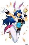 1girl 1girl ;d alluring animal_hood artist_name blue_eyes blue_hair brand_of_the_exalt cleavage commentary easter_egg egg english_commentary fake_tail fire_emblem fire_emblem_awakening fire_emblem_heroes gloves hair_between_eyes high_res holding holding_egg hood long_hair looking_at_viewer lucina lucina_(fire_emblem) lucina_(spring)_(fire_emblem) medium_breasts nintendo official_alternate_costume one_eye_closed open_mouth pantyhose puffy_short_sleeves puffy_sleeves rabbit_hood rabbit_tail short_sleeves smgold smile symbol_in_eye tail teeth upper_teeth_only white_gloves white_pantyhose