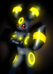 bioluminescence black_body breasts crossed_arms elpatrixf female glowing glowing_nipples nintendo nipples pokemon pokã©mon red_eyes solo umbreon video_games