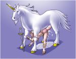 beastiality cum cum_inside equine excessive_cum female feral from_behind heels hooves horn horse horsecock human interspecies male mounted penetration penis sex shia_(artist) sword unicorn weapon