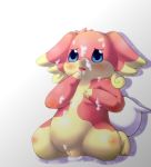  audino blue_eyes blush cum cum_covered cum_in_pussy cum_inside cum_string female feral flat_chested hair_tuft hand_on_chest kneel okunawa pokemon pussy simple_background small_breasts solo tail 