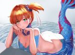  1girl alluring big_breasts cosplay green_eyes in_water jojobirdz kasumi_(pokemon) looking_at_viewer mermaid mermaid_tail milotic milotic_(cosplay) misty_(pokemon) nintendo orange_hair pokemon pokemon_rgby ponytail scales short_hair short_ponytail side_ponytail water 