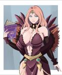  1girl 1girl 1girl alluring aqua_eyes big_breasts center_opening cleavage cornelia_arnim dress female_only fire_emblem fire_emblem:_three_houses green_eyes holding_spellbook ihsnet key long_hair nintendo orange_hair smile spellbook wide_hips 