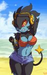  anime anthro beach bikini feline female furry looking_at_viewer luxray nintendo pokemon poopysocks9 sand seaside solo video_games water winking_at_viewer 