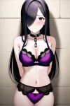 1girl alluring big_breasts black_hair bound bra castle cleavage dungeon grey_eyes kanisuka_rita ohsama_sentai_king-ohger panties princess super_sentai underwear zengai