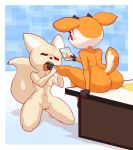  1girl 2019 aggressive_retsuko antelope anthro anthro_on_anthro ass bovid breasts canid canine duo feet female/female fennec fenneko foot_fetish foot_lick fox furry gazelle licking mammal navel nipples nude onihidden pussy recording sanrio tongue tongue_out tsunoda 