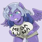 animated big_breasts blue_eyes blue_hair breast_grab breasts clothing equine female fondling friendship_is_magic hair horn horse mega_milk my_little_pony plain_background pony princess_luna shepherd0821 solo titty_monster wing_boner winged_unicorn wings