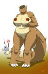 anthro anthrofied areola big_breasts blood breasts brown_eyes chubby erect_nipples female huge_breasts kangaskhan looking_at_viewer milf mother nintendo nipples nosebleed nude parent pokemon pokemorph pussy slypon video_games young