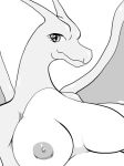  anthro bald big big_breasts breasts charizard charizard_(pokemon) creatures_(company) dragon dragon_wings eyelashes female fire fire_type_pokemon game_freak gen_1_pokemon happy horn lizardon_(pokemon) nintendo nipples orange_skin pokemon pokemon_(anime) pokemon_(creature) pokemon_(game) pokemon_(species) reptile scalie shadow shiny smile solo sya video_games wings 