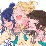  3_girls blue_hair female_focus high_res long_hair love_live! love_live!_sunshine!! matsuura_kanan 