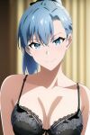  1girl alluring blue_eyes blue_hair bra kawasaki_saki matching_hair/eyes ponytail yahari_ore_no_seishun_lovecome_wa_machigatteiru. zengai 