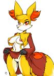 animal_ears anthro anthrofied blush breasts canine delphox ducky ear_tuft female fennec fox fox_ears fox_tail furry gentlemanjim nintendo nipple_slip nipples no_panties orange_eyes pokemon pokemon_(game) pokemon_xy pussy signature skirt skirt_lift slender_waist solo tail undressing video_games yellow_fur yellow_skin