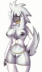 belly black_nipples breasts canine cigarette collar dog female furfrou lysergide midriff navel nintendo nipples pokemon poodle pussy smoking video_games