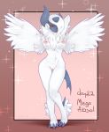 absol anthro anthrofied big_breasts breasts canine clue_(artist) female fur furry hair long_hair looking_at_viewer mammal mega_absol mega_evolution nintendo nipple_piercing nipples nude piercing plain_background pokã©mon pokemon pussy smile solo video_games