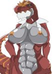 abs anthro anthrofied bald big big_breasts black_eyes breasts dinosaur female looking_at_viewer looking_down nintendo nipples nude plain_background pokemon pokã©mon red_eyes red_nose reptile scalie shadow shiny solo standing sya tyrannosaurus_rex tyrantrum video_games white_background