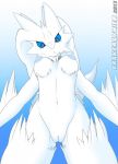 blue_eyes blush breasts female legendary_pokemon nintendo nipples pokemon pokã©mon reshiram video_games