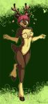  2013 anthro antlers breasts brown_fur cervine chest_tuft deer female fur hair hooves horn nintendo nude pokemon red_hair sawsbuck siatea solo tuft video_games 