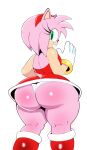 1girl 1girl 1girl alternate_version_available amy_rose anthro armwear ass ass_focus back back_view bubble_ass bubble_butt clothed clothing crossnsfw dat_ass fur furry furry_only gloves green_eyes hedgehog huge_ass large_ass legs looking_back panties pantyshot pink_body pink_fur pink_hair red_skirt sega smile sonic_frontiers sonic_the_hedgehog_(series) tail thick_ass thick_thighs thighs underwear upskirt white_background white_panties