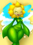 2014 anthro anthrofied blush breasts chubby elpatrixf female flora_fauna flower happy navel nintendo nipples nude open_mouth pokemon pokã©mon pussy smile solo standing sunflora sunflower thick_thighs tongue video_games wide_hips