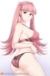  1girl alluring aslind_samure aslindsamure ass bare_shoulders big_breasts blush bra breasts curvy female_focus fire_emblem fire_emblem:_three_houses high_res hilda_valentine_goneril long_hair looking_at_viewer looking_back matching_hair/eyes nintendo panties patreon_logo patreon_username pink_bra pink_eyes pink_hair pink_panties shiny_skin sideboob skindentation smile standing strap_gap thick_thighs thighs twin_tails underwear underwear_only very_long_hair watermark web_address wide_hips 