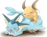 blush closed_eyes cum female goo hetero male melting open_mouth penetration pokemon raichu sex slime tail vaporeon