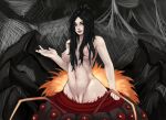  1girl arachne big_breasts black_hair chaos_witch_quelaag claws dark_souls demon demon_girl female_only fire fromsoftware light_skin long_fingernails long_hair monster_girl nude pussy red_eyes smile spider spider_girl webbing zelles 