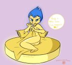 1girl 1girl ass blue_eyes blue_hair breasts condom disney female_only inside_out joy_(inside_out) laying_down laying_on_bed looking_at_viewer lying nipples nude pixar seductive stewsspicyblog superionnsfw supesnsfw yellow_skin