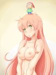  1girl :o blush breasts chibi fairy_(jintai) green_eyes jinrui_wa_suitai_shimashita long_hair miniboy navel nipples nude open_mouth orange_hair pink_hair pokemon shikuta_maru solo topless very_long_hair watashi_(jintai) 