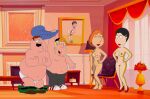 barbara_pewterschmidt breasts chris_griffin erect_nipples family_guy hands_on_hips lois_griffin nude peter_griffin shaved_pussy thighs