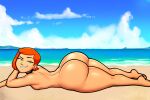  1girl ass beach ben_10 big_ass big_breasts bottom_heavy breasts bubble_butt cartoon_network choker completely_nude completely_nude_female curvaceous curvy dat_ass exhibitionism female_only full_body green_eyes gwen_tennyson high_res huge_ass large_ass laying_down looking_at_viewer lying lying_on_stomach mrpotatoparty naked_female nude nude_beach nude_female ocean orange_hair short_hair shortstack small_breasts smile solo_female starchy thick_thighs thighs voluptuous voluptuous_female water wide_hips young young_girl younger younger_female 