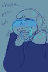  1boy 2d 2d_(artwork) animated_skeleton blue_blush blush bottom_sans closed_mouth digital_media_(artwork) drooling english_text fangs low_res lowres male male_focus male_only malesub monochrome monster partially_colored sans sans_(undertale) simple_background singingsans skeleton solo_male submissive submissive_male text third-party_source uke_sans undead undertale undertale_(series) video_games 