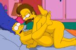 ass cheating_wife erect_clitoris erect_penis glasses huge_breasts huge_penis legs_up marge_simpson ned_flanders shaved_pussy the_simpsons thighs vaginal