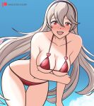  1girl alluring alternate_costume bent_over bikini breasts cleavage corrin_(fire_emblem) corrin_(fire_emblem)_(female) female_only fire_emblem fire_emblem_fates hayato_stuff nintendo red_bikini red_swimsuit swimsuit 